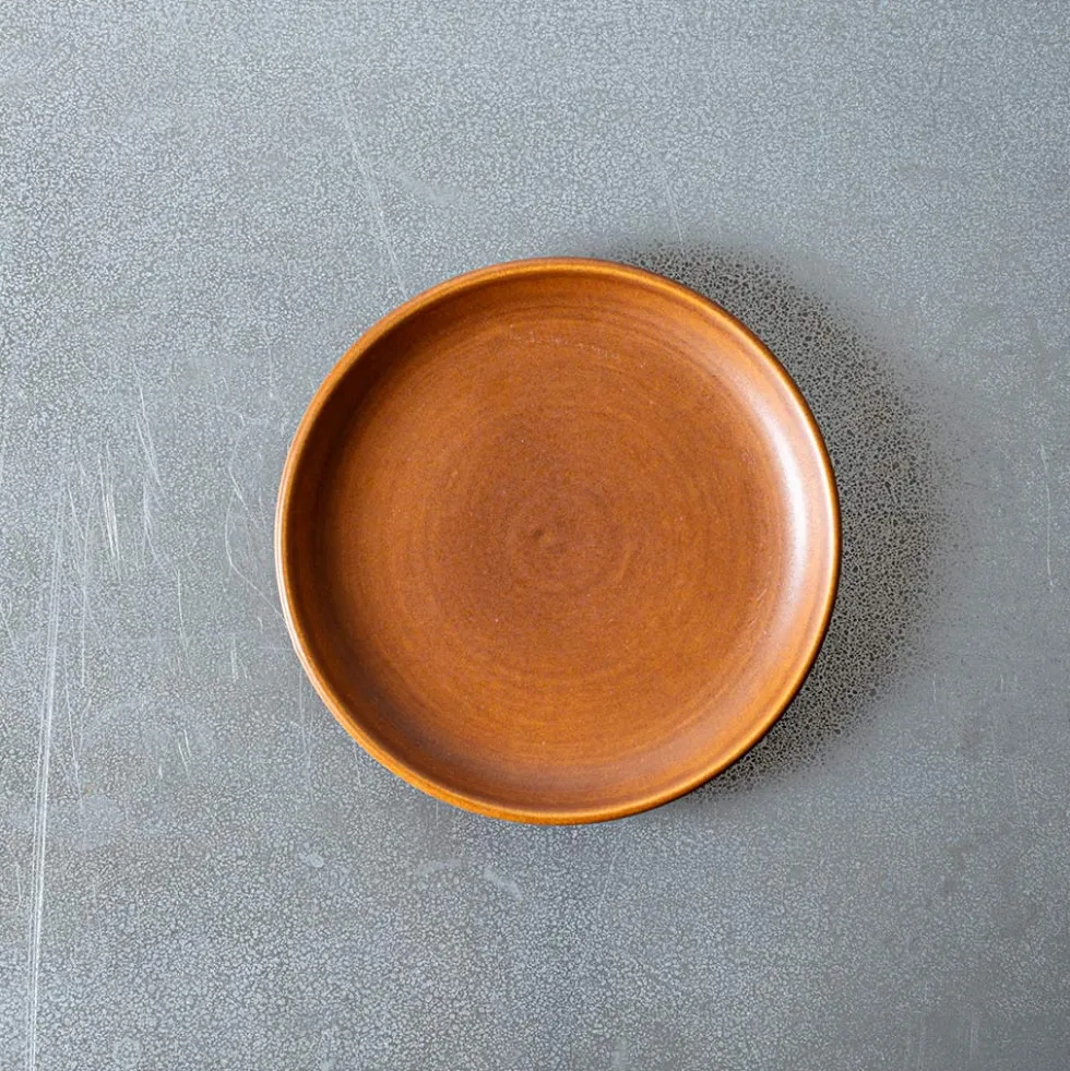 Merci - Assiette plate en grès - Cannelle