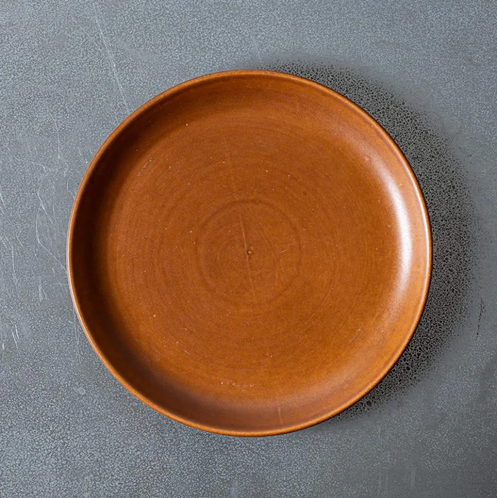 Merci - Assiette plate en grès - Cannelle