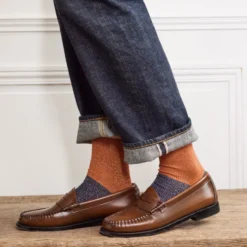 Merci - Chaussettes Ludo - Orange & Marine