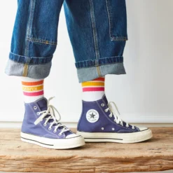 Merci - Chaussettes à rayures - Orange & Jaune & Rose