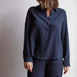 Merci - Chemise en gaze de coton - Marine