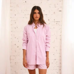 Merci - Chemise Sacha Rayé - Mauve
