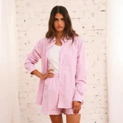 Merci - Chemise Sacha Rayé - Mauve