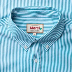 Merci - Chemise Sacha Rayé - Turquoise