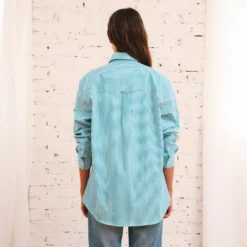 Merci - Chemise Sacha Rayé - Turquoise