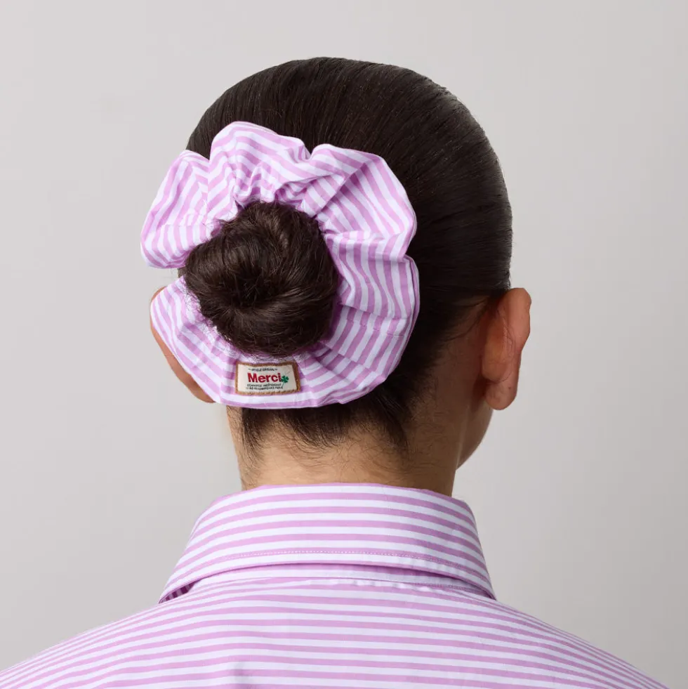 Merci - Chouchou Scrunchie - Rayures Mauve