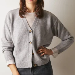 Merci - Gilet Lucia en Laine - Gris