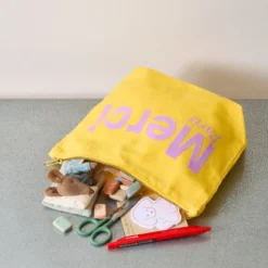 Merci - Pochette en coton - Banane & Lila