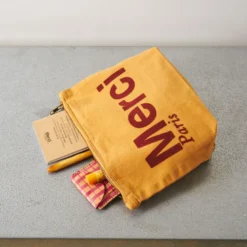 Merci - Pochette en coton - Beige & Marron