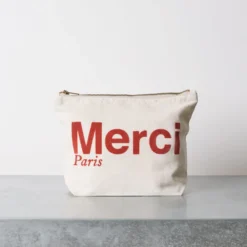 Merci - Pochette en coton - Crème & Vin