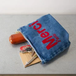 Merci - Pochette en coton - Denim