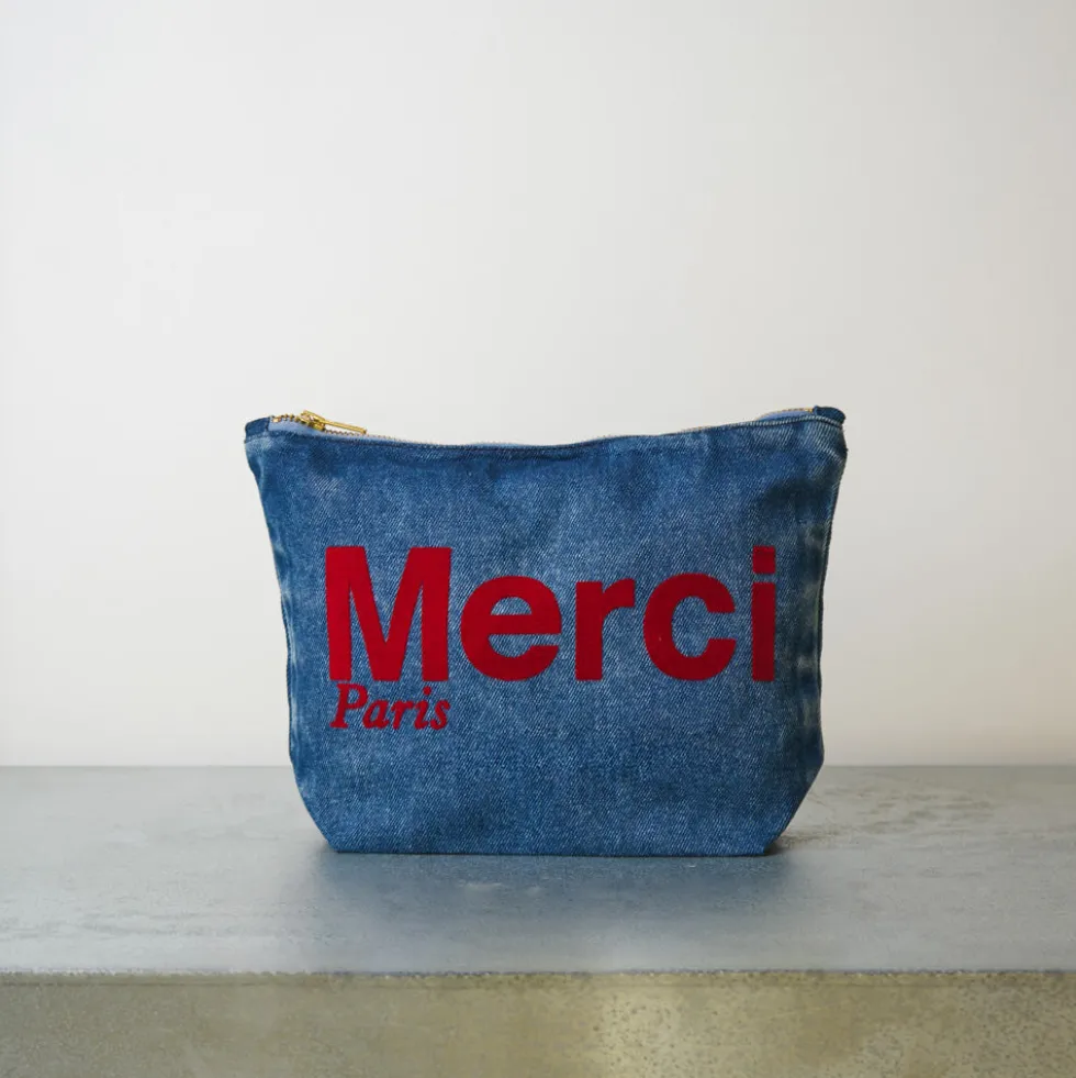Merci - Pochette en coton - Denim
