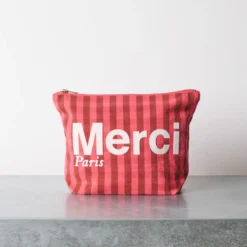 Merci - Pochette en coton - Rose, Vin & Crème