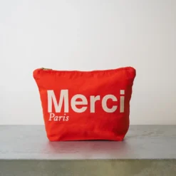 Merci - Pochette en coton - Rouge & Ecru