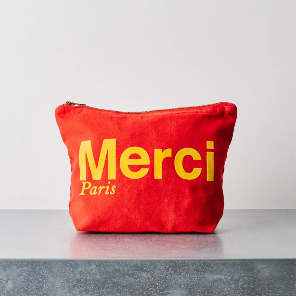 Merci - Pochette en coton - Rouge & Ochre