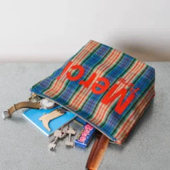 Merci - Pochette en coton - Violet, Orange & Rouge