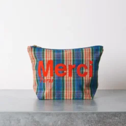 Merci - Pochette en coton - Violet, Orange & Rouge