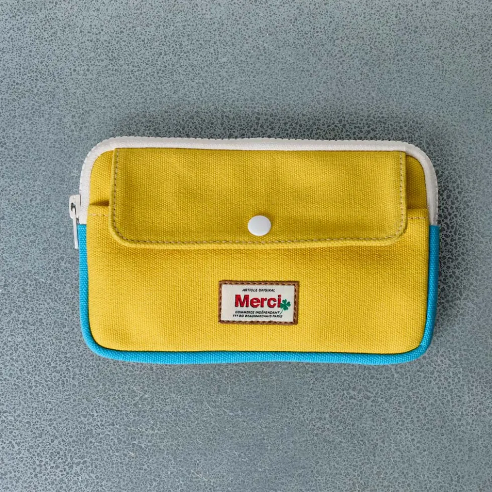 Merci - Porte Monnaie Candide - Jaune & Bleu