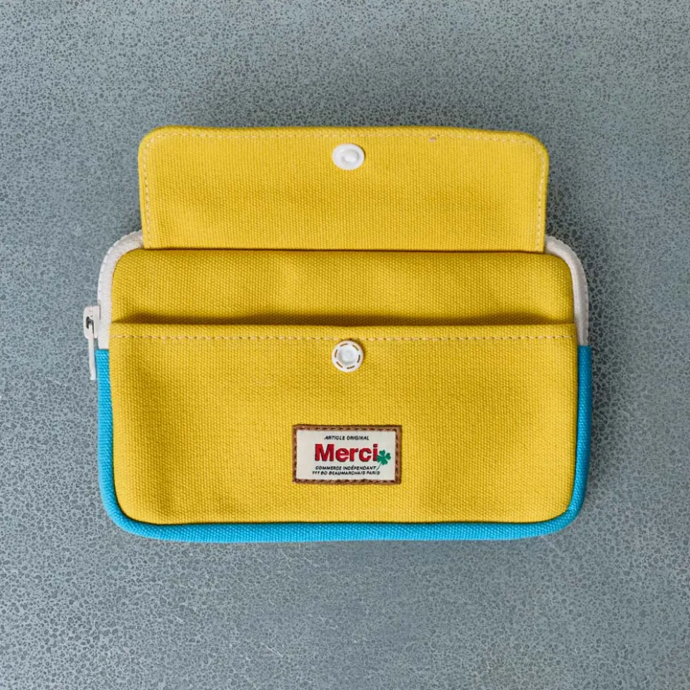 Merci - Porte Monnaie Candide - Jaune & Bleu