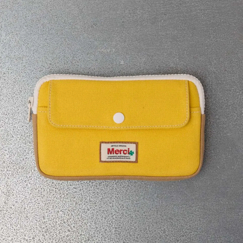 Merci - Porte Monnaie Candide M - Jaune & Beige