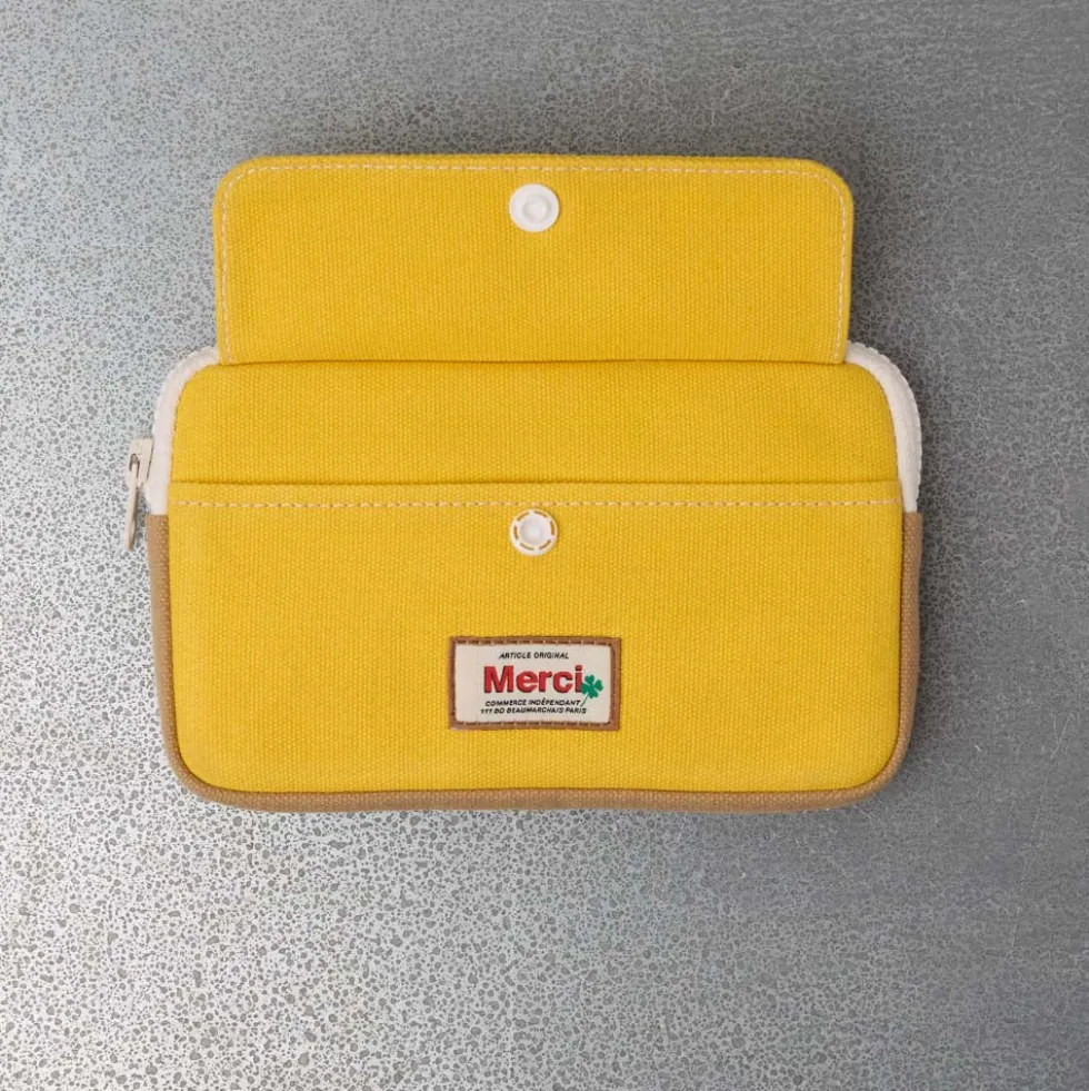 Merci - Porte Monnaie Candide M - Jaune & Beige