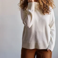 Merci - Pull col cheminée en cachemire - Blanc Cassé