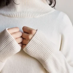 Merci - Pull col cheminée en cachemire - Blanc Cassé