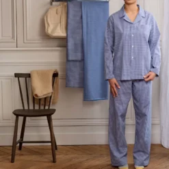 Merci - Pyjama en Coton - Carreaux Bleu