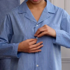 Merci - Pyjama en Coton - Rayures Triples Bleu