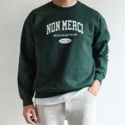 Merci - Sweat College Non Merci - Vert