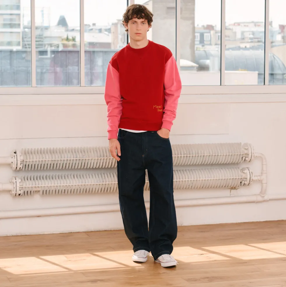 Merci - Sweat Dorian Bicolore - Rouge & Rose