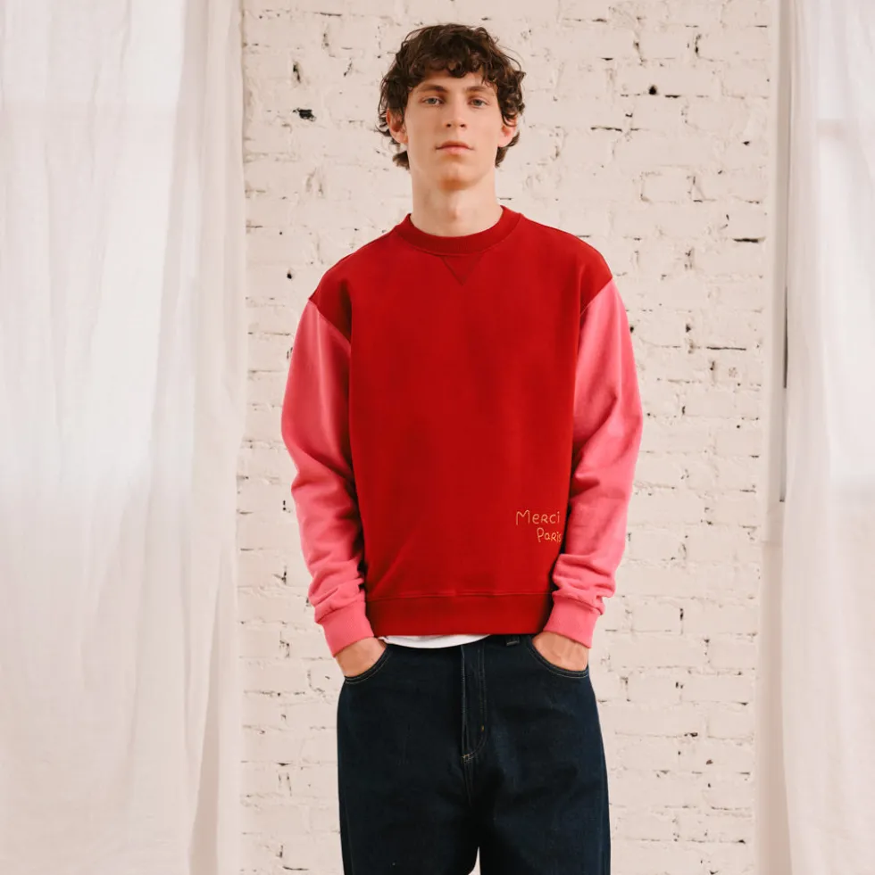Merci - Sweat Dorian Bicolore - Rouge & Rose