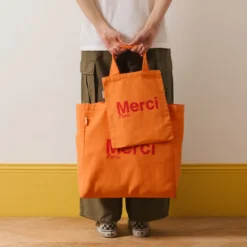 Merci - Tote Bag en coton - Abricot & Framboise
