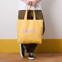 Merci - Tote Bag en coton - Banane & Lila