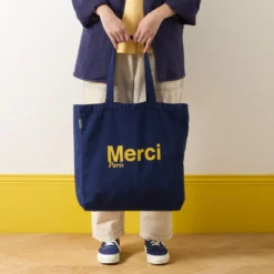 Merci - Tote Bag en coton - Bleu Nuit & Banane