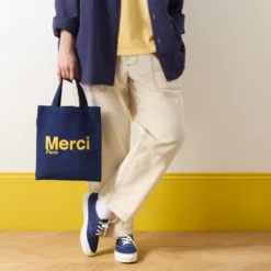Merci - Tote Bag en coton - Bleu Nuit & Banane
