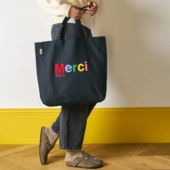 Merci - Tote Bag en coton Bouclette - Noir & Multicolore