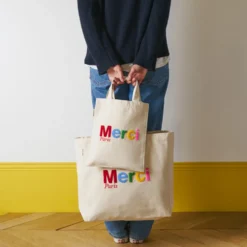 Merci - Tote Bag en coton Bouclette - Ecru & Multicolore
