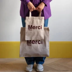 Merci - Tote Bag en coton - Crème & Bordeaux