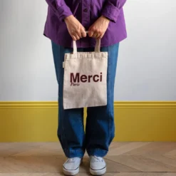Merci - Tote Bag en coton - Crème & Bordeaux