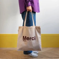 Merci - Tote Bag en coton - Crème & Bordeaux