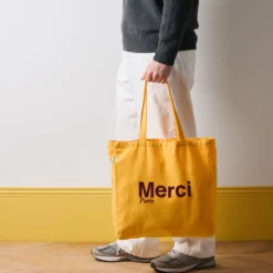 Merci - Tote Bag en coton - Jaune & Prune