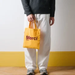 Merci - Tote Bag en coton - Jaune & Prune