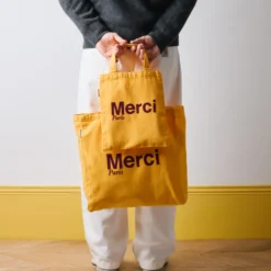Merci - Tote Bag en coton - Jaune & Prune