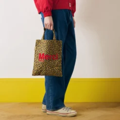 Merci - Tote Bag en coton - Léopard & Rouge