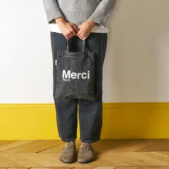 Merci - Tote Bag en coton Marble - Noir & Blanc