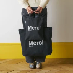 Merci - Tote Bag en coton - Noir & Argent