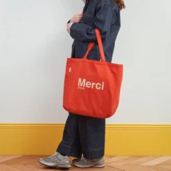 Merci - Tote Bag en coton - Orange & Sable
