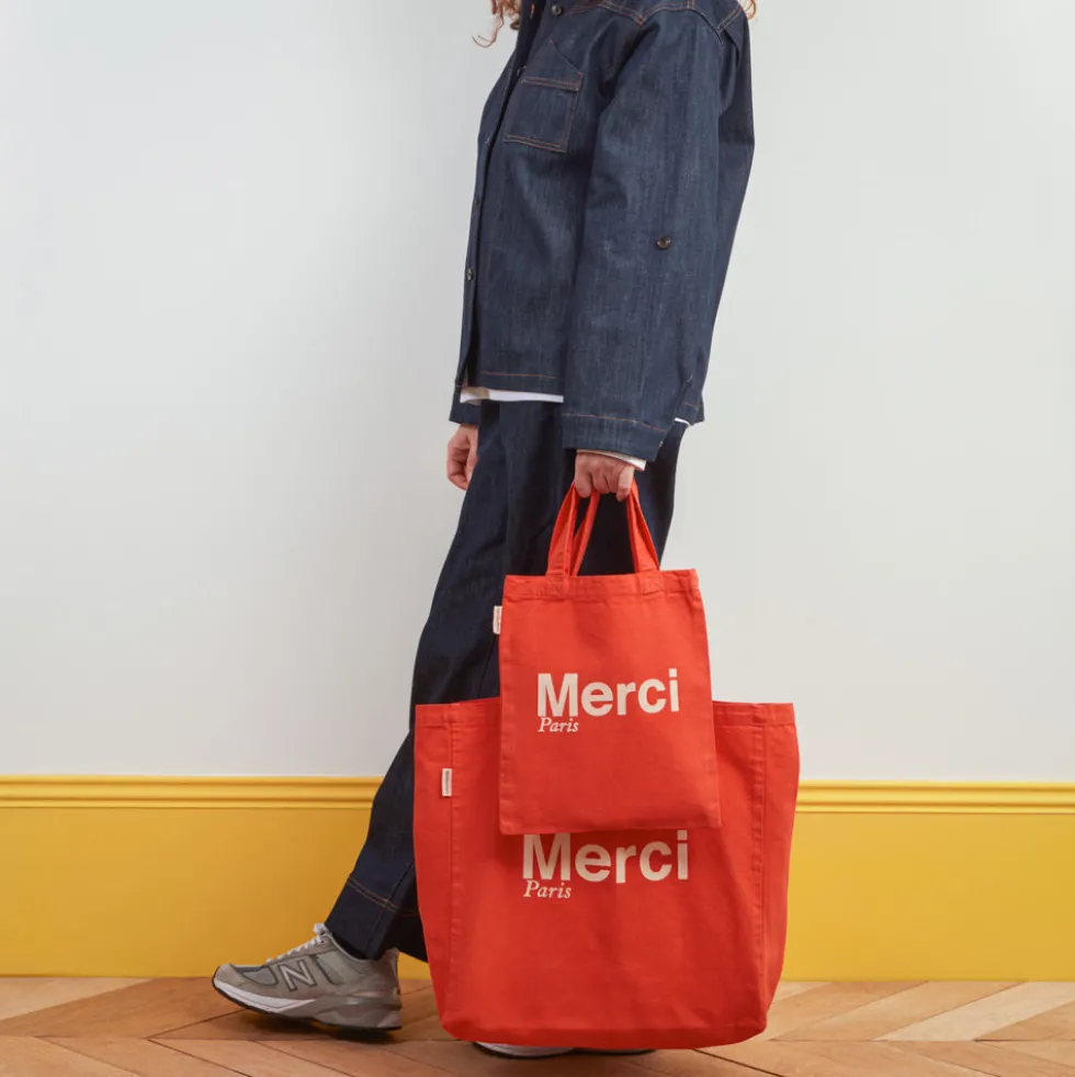 Merci - Tote Bag en coton - Orange & Sable