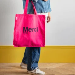 Merci - Tote Bag en coton - Rose & Marine